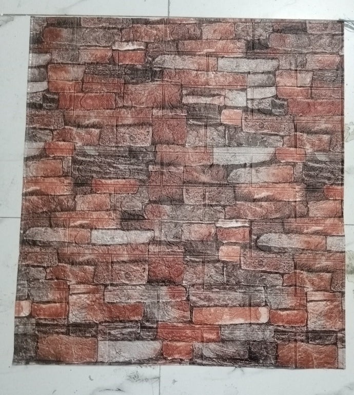 Brown 3D Faux Brick Waterproof Self Adhesive Wallpaper