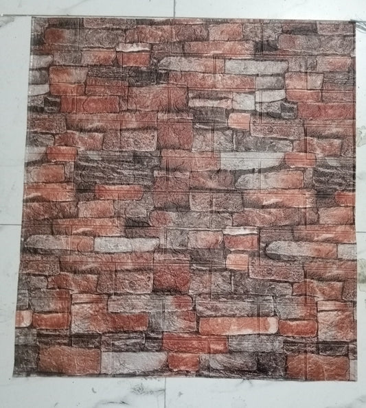 Brown 3D Faux Brick Waterproof Self Adhesive Wallpaper