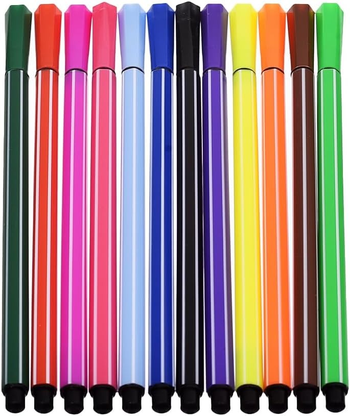 Set Of 12 Flomaster Colors – Yellow/bird Design – Kids Drawing & Coloring Markers