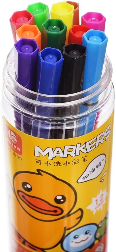 Set Of 12 Flomaster Colors – Yellow/bird Design – Kids Drawing & Coloring Markers