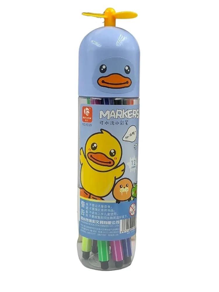 Set Of 12 Flomaster Colors – Yellow/bird Design – Kids Drawing & Coloring Markers